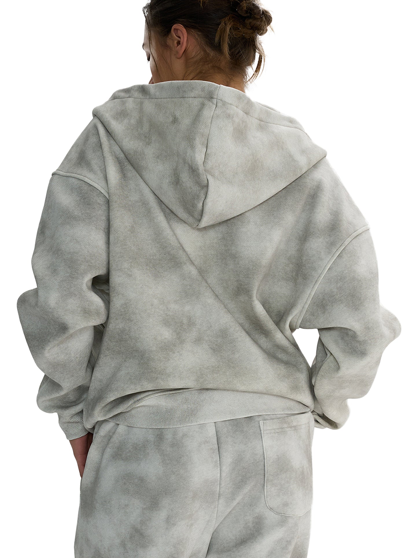 Grey Cloud Zip-Up Fleece Hoodie