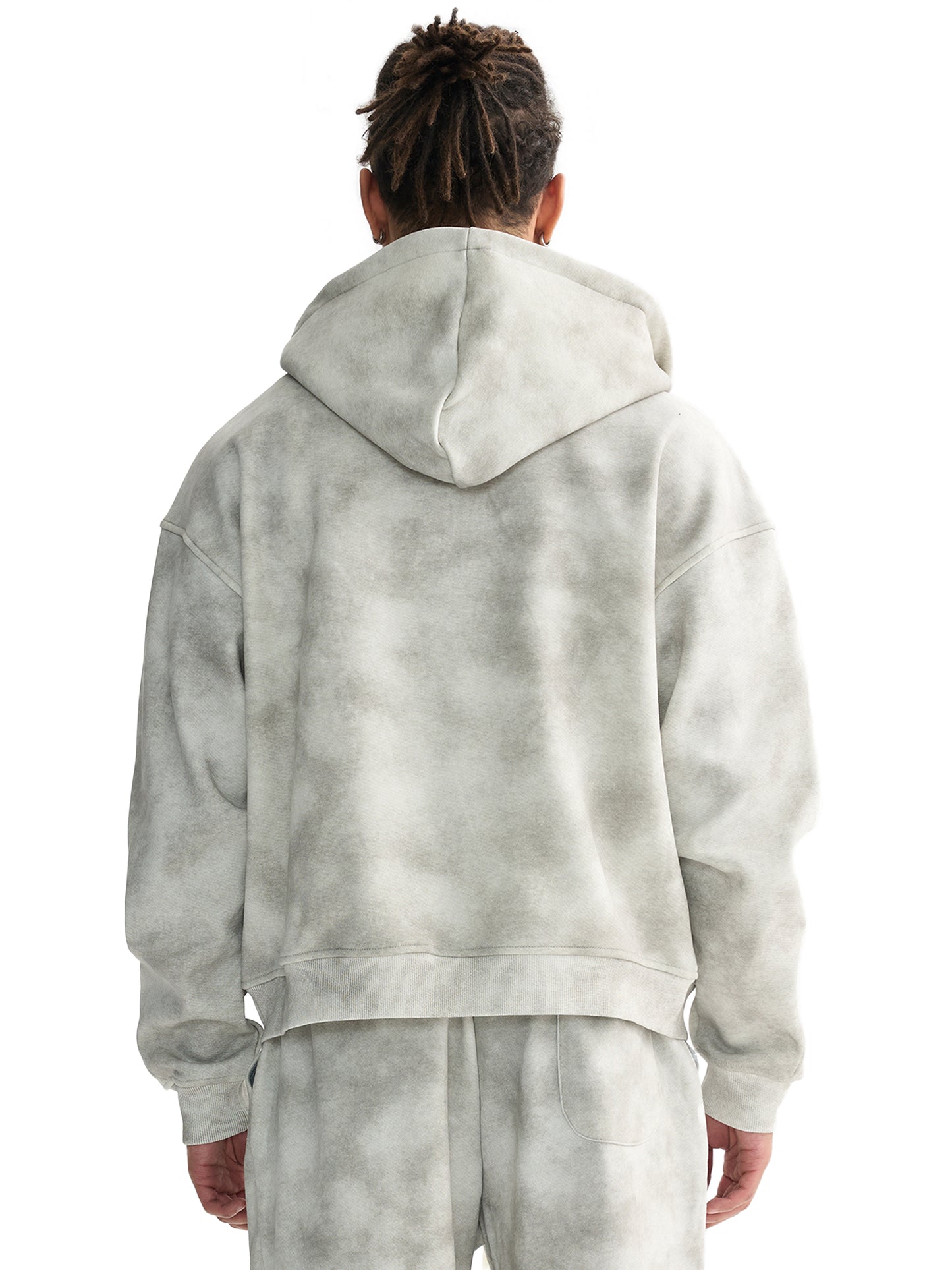 Grey Cloud Zip-Up Fleece Hoodie