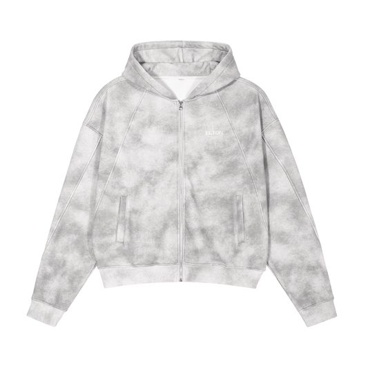 Grey Cloud Zip-Up Fleece Hoodie