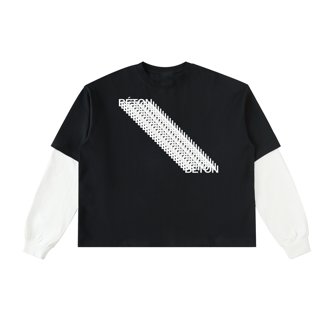 Layered Contrast Sleeve Cotton T-Shirt