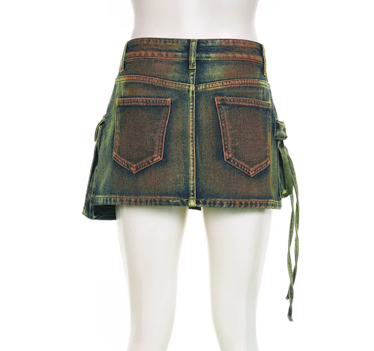 Y2K Denim Cargo Two Piece Set