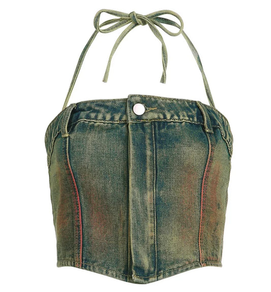 Y2K Denim Cargo Two Piece Set